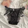 Melocotón Musa Borracha* Nuevas Bragas de Encaje Sexy Satinado Deseo Puro Huecas de Tiro Bajo con Tiras Entrepierna de Algodón Puro