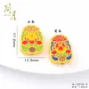Novas Contas Espaçadoras com Furo Passante para Pulseira DIY Auspiciosas em Esmalte Dourado Areia Preserva Cor Estilo Chinês Flor de Lótus Trevo de Quatro Folhas
