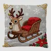Funda de Almohada Guirnalda Muñeco de Nieve Navideño Rojo Decoración Personalizada de Hotel Cojín Impreso para Sofá de Cafetería Navideña