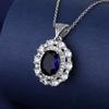 Conjunto de tres piezas europeo y americano con gemas de zafiro azul de colores, collar, anillo y pendientes de diamantes con incrustaciones de lujo para mujer. Comercio electrónico transfronterizo.