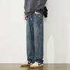 Calça Jeans Masculina Yakang Solta Reta Outono e Inverno Nova com Forro de Lã Espessada Moda Masculina Versátil Casual Perna Larga