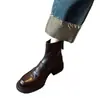Botines Casuales de Suela Blanda para Mujer, Botines Chelsea de Piel Genuina con Tacón Grueso y Punta Redonda, Botas Versátiles para Ropa de Trabajo, Nuevo Estilo Invierno 2025