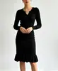 Elegante vestido de punto estilo coreano para mujer, otoño e invierno, corte ajustado, que se ciñe a la cadera, capa base, suéter, falda de cola de pez