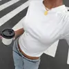 Camiseta casual de manga corta para mujer, estilo americano, color liso con lunares, para ir al trabajo 2026, corte ajustado, versátil, top corto de moda INS