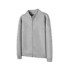 Suéter cárdigan gris del mismo estilo de Wang Anyu para hombre, primavera y otoño, estilo casual americano, tejido de punto con cuello alto, prenda exterior de corte limpio