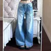 Jeans Sueltos de Estilo Coreano de Cintura Alta para Mujer Primavera 2026 Pantalones Rectos Lavados y Desgastados de Estilo Americano Algodón