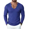 Suéter Casual de Punto Acanalado de Cuello en V Profundo para Hombre 2026 Color Sólido Ajuste Muscular Delgado
