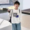 Camiseta de manga larga de algodón puro para niños, para primavera y otoño, camiseta interior para niños, top elegante con estampado de dibujos animados para niños mayores