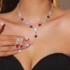 Aliexpress Estilo Caliente Lujoso Brillante Collar de Pedrería y Aretes Juego de Dos Piezas Collar y Aretes de Alta Gama Joyería Nupcial