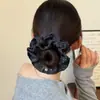 Goma para el pelo de lunares plisada de doble capa, coleta retro coreana, banda para el pelo de flor para coleta de moño para mujer