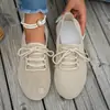Zapatos Casuales de Malla Flyknit Nuevos de Primavera y Otoño con Cordones Transpirables Zapatos Deportivos de Malla para Mujer Talla Grande en Stock Comercio Exterior
