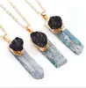 Pendente de cianita natural banhado a ouro transfronteiriço colar de cristal irregular acessórios de joias diy atacado