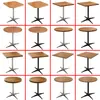 Mesa Cuadrada de Color Nogal para Uso Doméstico, Mesa de Comedor para Uso Comercial, Mesa de Comedor de Madera Maciza para Restaurantes, Mesa de Comedor de Pizarra para Restaurantes de Comida Rápida
