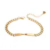 Pulsera Cubana Mobius de Acero de Titanio Chapado en Oro para Parejas Estilo Ins Europeo y Americano, Pulsera de Acero Inoxidable Grabada con Láser para Hombres y Mujeres