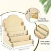 Estante de Madera para Joyería Estante de Almacenamiento Cosmético de Niveles Estante de Niveles para Transmisión en Vivo Estante de Madera Maciza para Tarjetas de Felicitación
