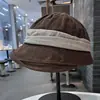 Estilo Otoño/Invierno Nuevo Atmósfera Versátil Lana Cálido Sombrero Cubo Coreano Retro Adelgazante Borde Enrollado Sombrero de Pescador Plegable