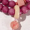 Pulsera de Cuentas Bodhi Cuatro Estaciones Color Melocotón con Colgante de Mariposa, Pulsera de Cuentas Budistas Doble Círculo para Llevar en la Mano para Niñas, Joyería al por Mayor