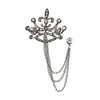 Broche de Corona de Moda Nuevo Broche de Diamante Popular Europeo y Americano Cadena para el Pecho Chapada en Plata Pin de Solapa para Traje Accesorios para la Ropa