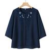 Ropa de Mamá 2025 Nuevo Verano Tops de Ramio de Alta Gama Estilo Noble Retro Verano Fresco Transpirable Camisas Sueltas