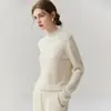 Zhenrong~Jersey de Punto Loro Piana 100% Cachemira para Mujer con Puños, Cuello Semi Alto, Versátil, Holgado, Capa Base