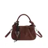 Bolso bandolera retro de cuero esmerilado, bolso mensajero con nudo retorcido de moda, bolso tote pequeño ligero, bolso de hombro único casual y versátil