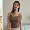 31038 # Camisola de Canalé de Lyocell con Almohadillas Integradas, Tirante de Encaje, Estilo Delgado para Primavera y Verano, Adecuada para Usar con Ropa Exterior o como Capa Base para Mujer