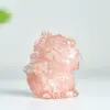 "Figurinha de Monstro de Cristal Natural Preenchida com Resina" Ornamento de Decoração para Casa, Escultura de Godzilla Artesanal em Cristal