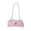 Bolsa Baguete de Bolinhas Doce de Nicho para Mulheres, Nova Tendência Fashion Estilo Garota Laço Bolsa de Axila Bolsa de Ombro