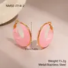 Moda Otoño e Invierno Transfronteriza Europea y Americana Pendientes de Acero Inoxidable Resina Maillard Retro para Mujer Joyería de Oreja de Personalidad Exagerada Venta al por Mayor