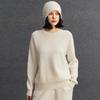 Suéter de Punto Base para Mujer de Cachemir Otoño e Invierno Nuevo, Cuello Redondo, Holgado Casual de Color Sólido Versátil Suéter de Cachemir