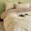 Conjunto de Quatro Peças de Algodão Escovado Espesso de Alta Qualidade, Lençol de Cama 100% Algodão, Capa de Edredom, Lençol com Elástico, Conjunto de Três Peças para Dormitório, Roupa de Cama de Luxo Leve