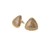 Brincos Europeus e Americanos Triangulares de Novo Produto Transfronteiriços com Ouro Real Banhado a Cobre, Microincrustados, Super Brilhantes, Zircônia Completa, Personalizados, de Alta Qualidade, Simples e Elegantes