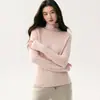 Suéter de estilo minimalista 100% cachemira pura para mujer, con cuello volante, mangas largas y un tejido de punto suave, cómodo y de cuello alto.