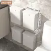 Cubo de Basura Seleccionado, Montaje en Pared sin Taladro, para Baño, con Tapa, Papelera de Pared, para el Hogar, para Colgar en el Lado del Inodoro