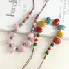 Collar de Cuentas Cerámicas de Frijol Colorido Clásico Nuevo Estilo Chino Simple Versátil Cadena para Suéter Tejido a Mano Tendencia Nacional