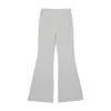 Pantalones casuales blancos lisos de estilo coreano, acampanados, de cintura alta, elásticos, ajustados, que alargan las piernas, versátiles para ir al trabajo, ligeros, de largo hasta el suelo
