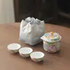 Juego de té portátil esmaltado, estilo palacio chino de alta gama, regalo de negocios, recuerdo corporativo para eventos de inauguración