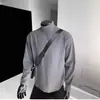 Camada de Base Térmica Gola Alta Meia Manga Patchwork Estilo Americano Masculina Outono e Inverno Tendência Cleanfit Camiseta Manga Longa Slim Fit Roupa Íntima