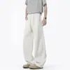 Calça de Moletom Desconstruída com Barra Curva Estilo Americano para Homens, Marca Tendência de Outono, Calça Casual Reta de Peso Pesado, Calça Longa Versátil de Perna Larga Solta