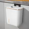 Cubo de Basura de Pared para Baño Cocina Inodoro Sala de Estar con Tapa Contenedor con Tapa Ranura Basura de Cocina Tapa abatible Almacenamiento en Ranura