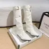 Bico Fino Perna Larga Tamanho Grande Ocidental Retrô Novo Estilo Fivela Botas de Cavaleiro 2026 Botas de Cowboy Salto Plataforma Emagrecimento Estampa de Leopardo