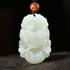 Colgante del zodiaco de jade blanco afgano para hombre y mujer, colgante Yu Pei Benmingnian, cadena de lana, vendido como regalo, jade