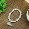 Pulseira de Jade Dourado de Xinjiang Garra de Gato Carvão Chui das Montanhas Tianshan Pulseira Redonda de Contas Artesanal Pulseira de Jade Gelo para Mulheres
