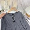 Camiseta de Manga Larga con Diseño de Aspecto Adelgazante Color Caramelo para Mujer Verano Holgada y Perezosa Versión Grande Blusa Top Sección Delgada Protección Solar