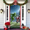Popular Transfronteiriço Monstro Peludo Verde Grinch Pendurado Capa de Porta Pano de Fundo Decoração de Porta de Casa Pano Pendurado para Atmosfera Festiva Pendurado