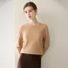 Suéter 100% Caxemira Pura para Mulheres, Tricô Gola Redonda, Pronto para Vestir, Suéter Base de Tricô, Quente, Macio, Caimento Solto, Camada Interna