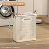 Cesta de ropa sucia plegable para uso doméstico, gran capacidad con ruedas, cesta de almacenamiento para baño, cesta de lavandería, contenedor de almacenamiento de ropa