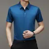 Camisa de Manga Corta de Seda de Hielo para Hombre de TikTok Sin Marcas Verano 2023 Color Sólido Casual de Negocios Camisa Delgada Ropa para Hombre