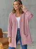 Cardigan de Tricô Casual com Bolsos Amazon 2026 Novo Suéter Plus Size para Mulheres Estilo para Ir ao Trabalho Casaco Solto de Comprimento Médio