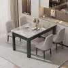 Mesa de jantar em pedra sinterizada italiana com conjunto de mesa e cadeiras de jantar em imitação de madeira maciça, mesa de jantar retangular moderna minimalista para apartamento pequeno